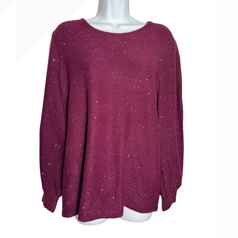 Chico's‎ Sweater Size 16 (Chicos size 3) Purple Pullover Sweater Sparkle PERFECT